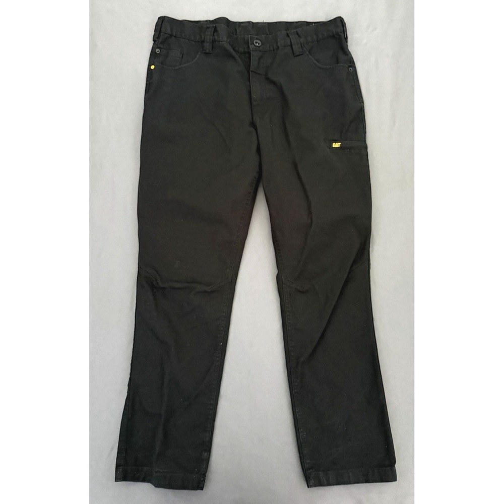 Caterpillar Work Pants Men's Size 38x30 Black Canvas Utility Cargo Heavy Duty